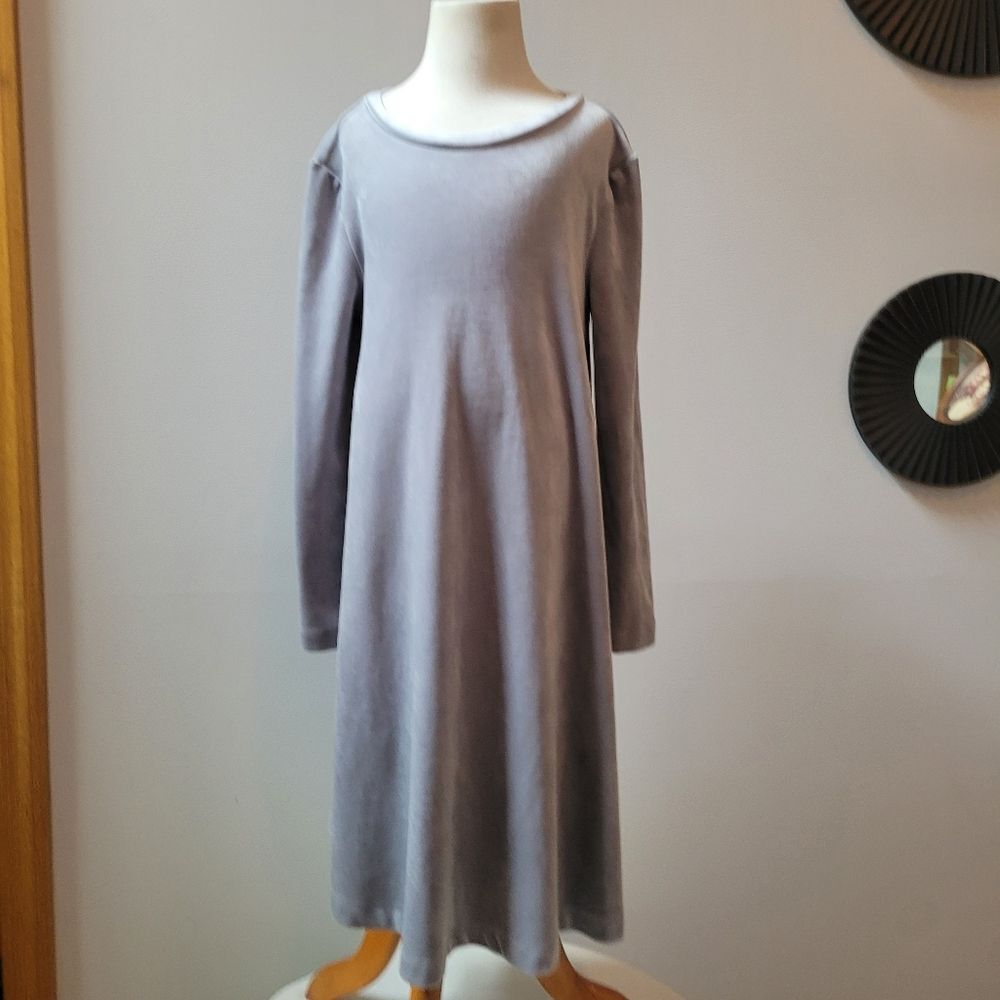 Lou & Grey Velvet Look Long Skeeve Dress Wmns Sz XS Soft Gray Color Comfort
